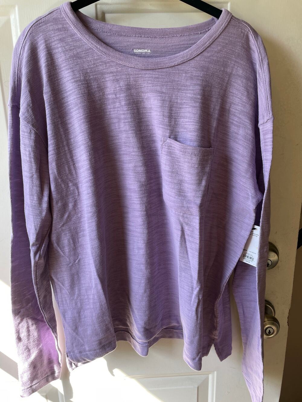 Somoma Goods for Life Crew L/S Knit Top Color Mystic Violet Size M